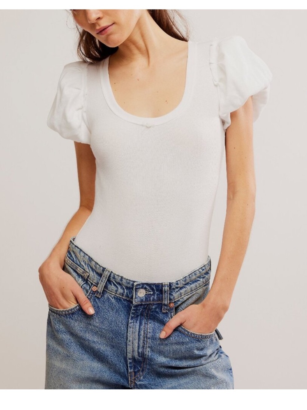 Intimately Free People Downtime Bodysuit in Ivory Size Medium